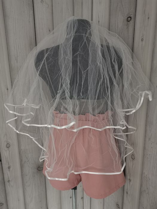 Welon ślubny, biały, lamówka, ślub