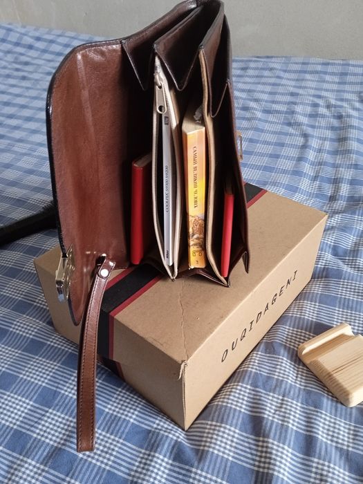 Мужская барсетка кожаная, коричневая