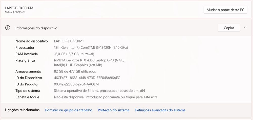 Notebook Acer Nitro ANV15-51