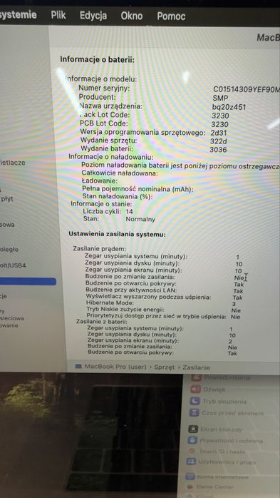 MacBook Pro 15,4”  stan bardzo dobry. Nowa bateria!!