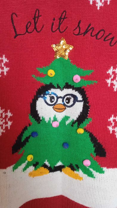 sweter świąteczny z pingwinem