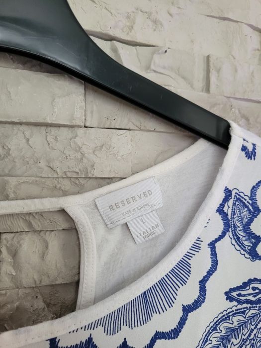 Nowa biało niebieska lekka bluzka paisley w kwiaty Reserved L