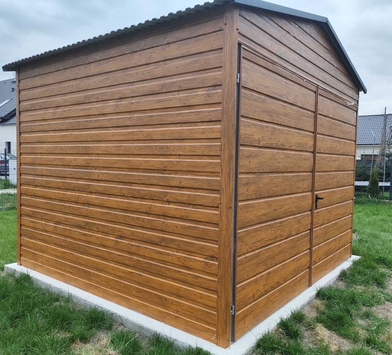 Garaż Blaszany 3mx5m Imitacja Drewna