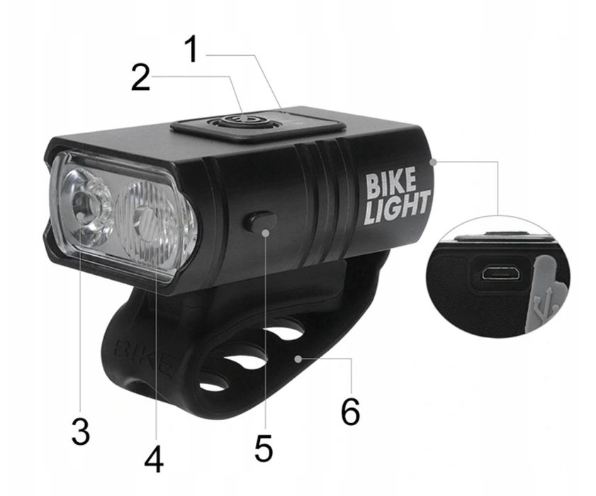 Nowa LAMPKA rowerowa 800LM + LAMPKA TYLNA BC-100