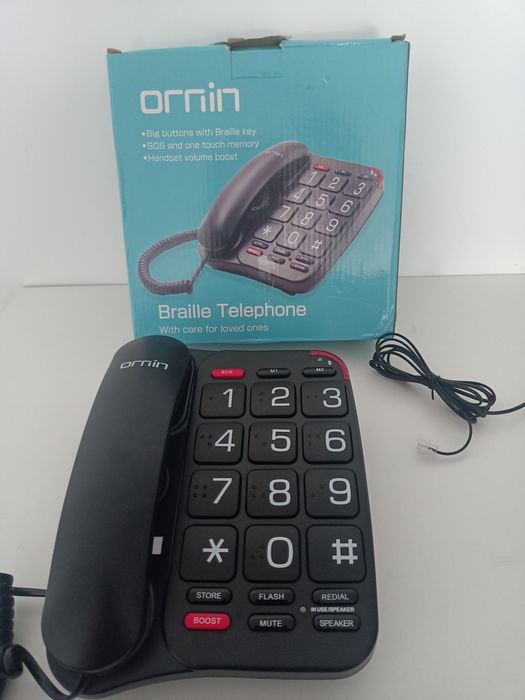 Telefon stacjonarny z alfabetem Brille'a telefon dla seniorów