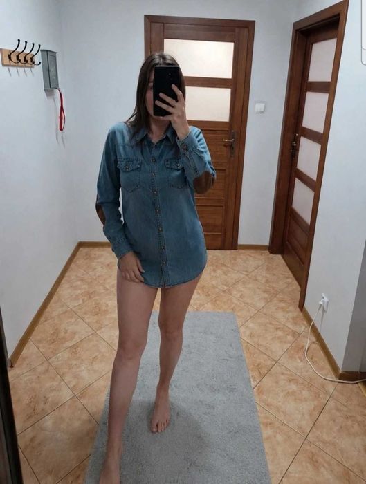 Koszula reserved damska łaty jeans jeansowa