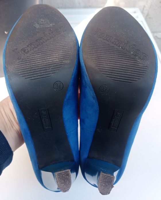 Nowe wysokie chabrowe niebieskie szpilki czółenka buty damskieJennifer