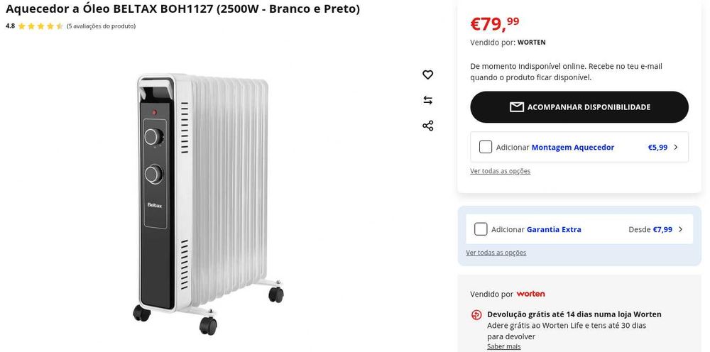 Aquecedor a Oleo Beltax *Novo*