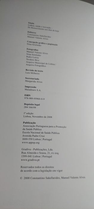Lisboa, Saúte e Inovação, do Renascimento aos Dias de Hoje (2008)