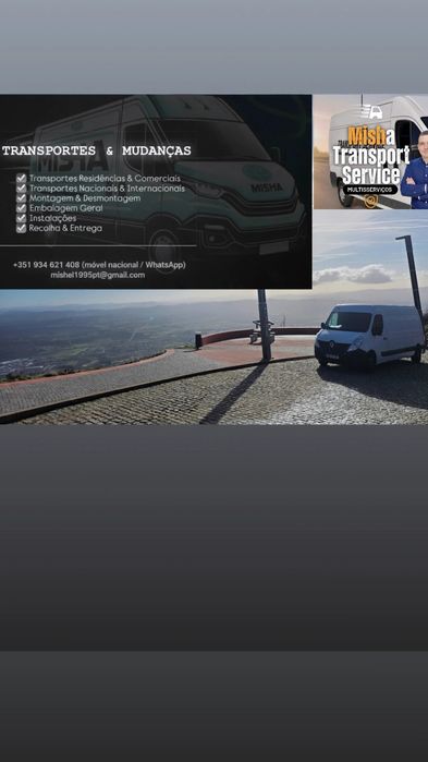 Mudanças- Transportes- Aluguel da carrinha com motorista.