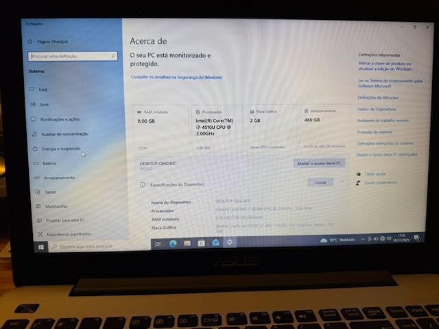 Portátil Asus Intel i7