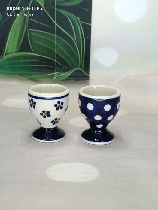 Kieliszek do jajek na nóżce 2 szt ceramika Bolesławiec