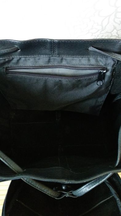 Рюкзак школа прогулка черный натур кожа