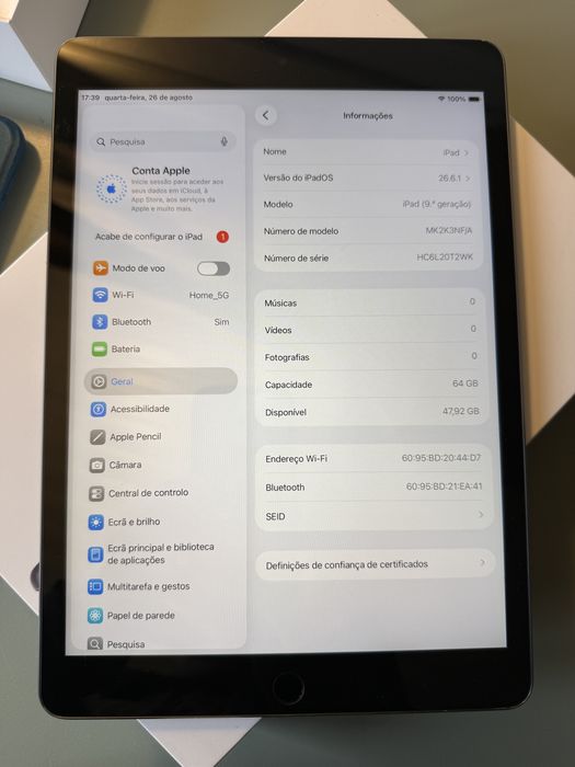 Apple iPad 10.2” 2021 9a Geração 64GB