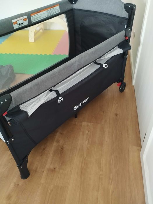 Berço para bebés 5 em 1 ajustável, convertível e dobrável, Preto