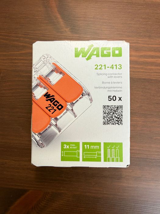 WAGO 221-413 Złączka 3x 450V/32A 50 szt. Oryginał