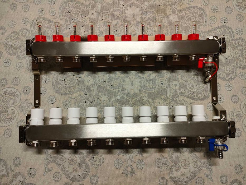 Rozdzielacz do ogrzewania podłogowego 10 sekcji Inox