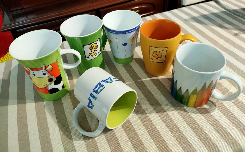 6 Canecas para chá/leite novas, venda à unidade