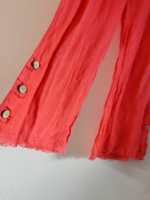 Nowe lniane spodnie 100%len, szerokie nogawki boho, Made in Italy, 44/46