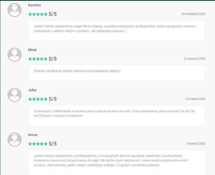 Korepetycje z Matematyki Online - duże doświadczenie