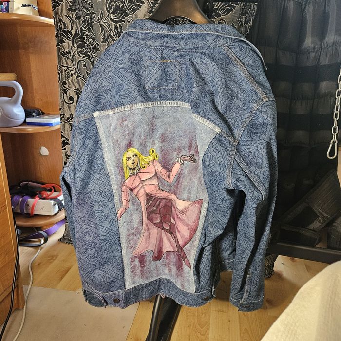 Kurtka Levis ręcznie malowana, custom JoJo Funny Valentine