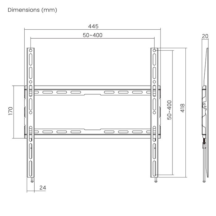 Suporte de parede, Fixo, para TV de  32 - 55"  NOVO