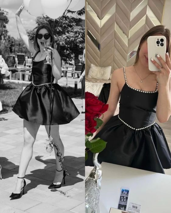 Сукня чорна із стразами