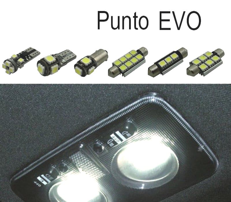 KIT COMPLETO 10 LAMPADAS LED INTERIOR FIAT PUNTO EVO 09-12
