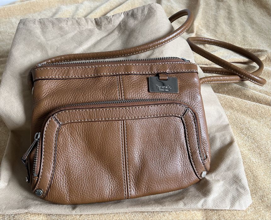 Tignanello nowa włoska mini torebka na ramię skóra karmel