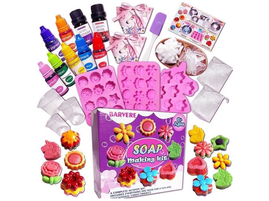 ZESTAW MYDLARSKI do tworzenia robienia mydła mydełek dla dzieci DUŻY
