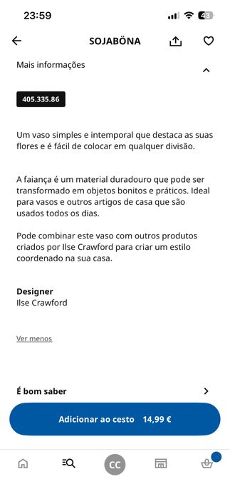 Vaso branco novo ikea