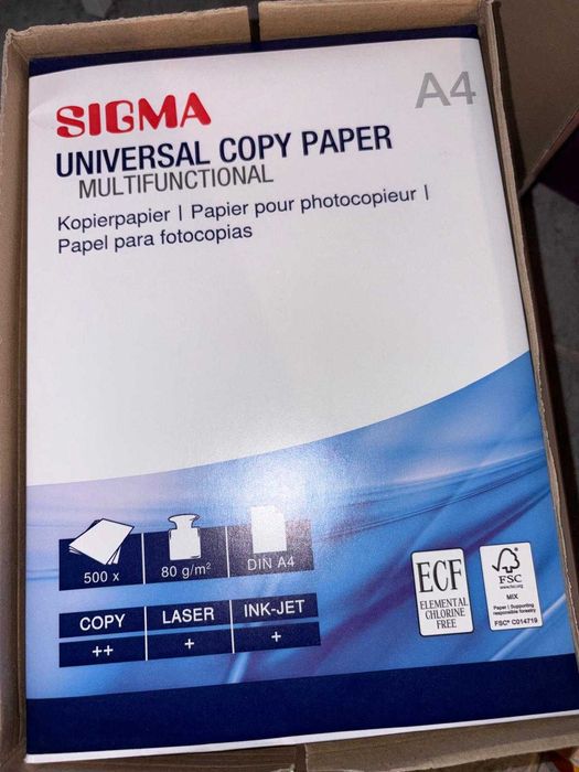 SIGMA Papel de cópia DIN A4 universal, 80 g/m², branco, 5x500 folhas