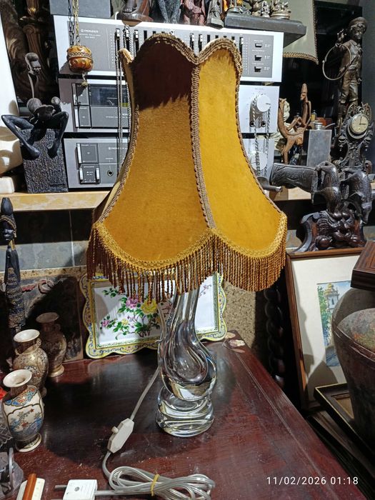 Candeeiro Cristal Val Saint Lambert 38 cm até Abajur Anos 60