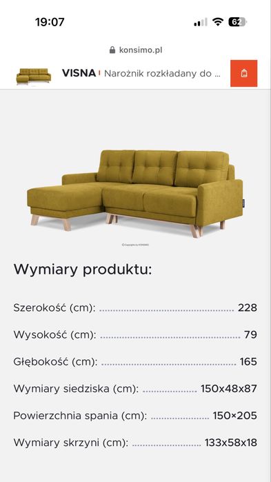 Narożnik KONSIMO visna