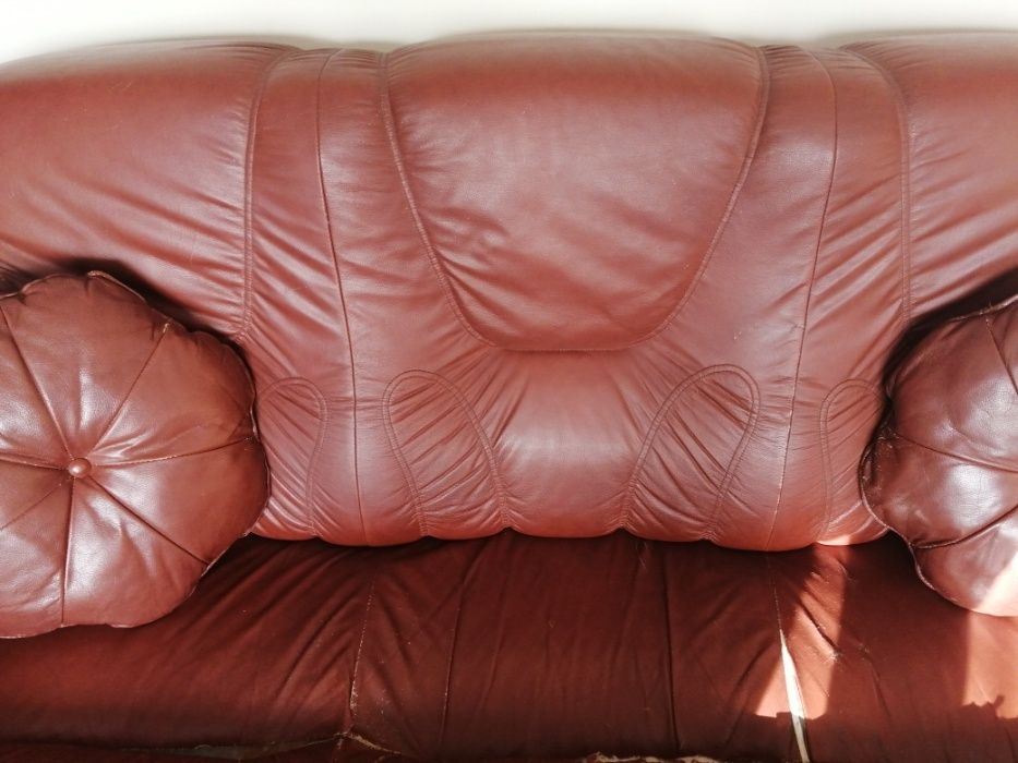 Skórzany zestaw wypoczynkowy sofa + 2 fotele