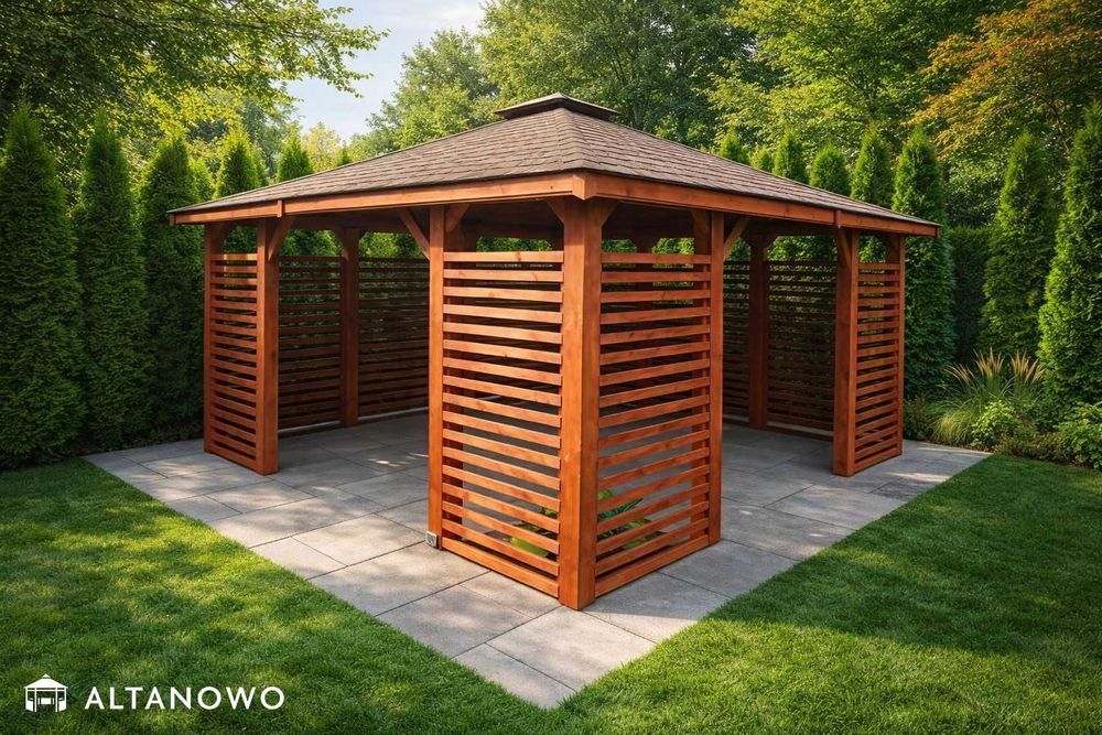 altana drewniana ogrodowa 4x4 na działkę | producent | transport | rod