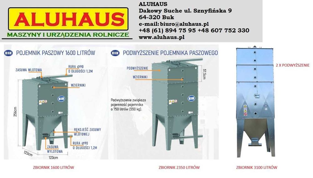 Pojemnik paszowy BIN 3100 LITRÓW Silos paszowy Zbiornik do paszociągu