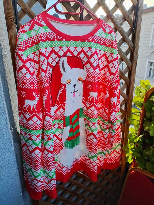 Sweter świąteczny Czerwony Bluza na Boże Narodzenie Święta Renifer Lam