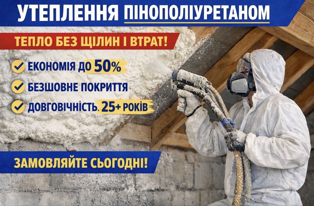 Професійне утеплення пінополіуретаном