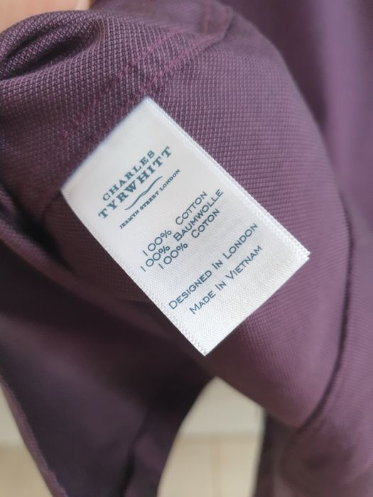 Fioletowa śliwkowa koszula marki premium  M L kołnierzyk 41 Charles Tyrwhitt