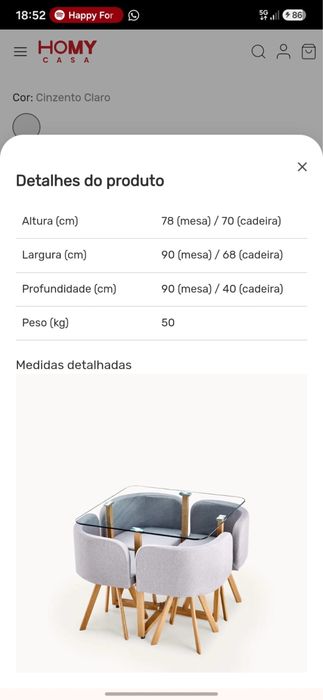 Mesa de jantar com cadeiras