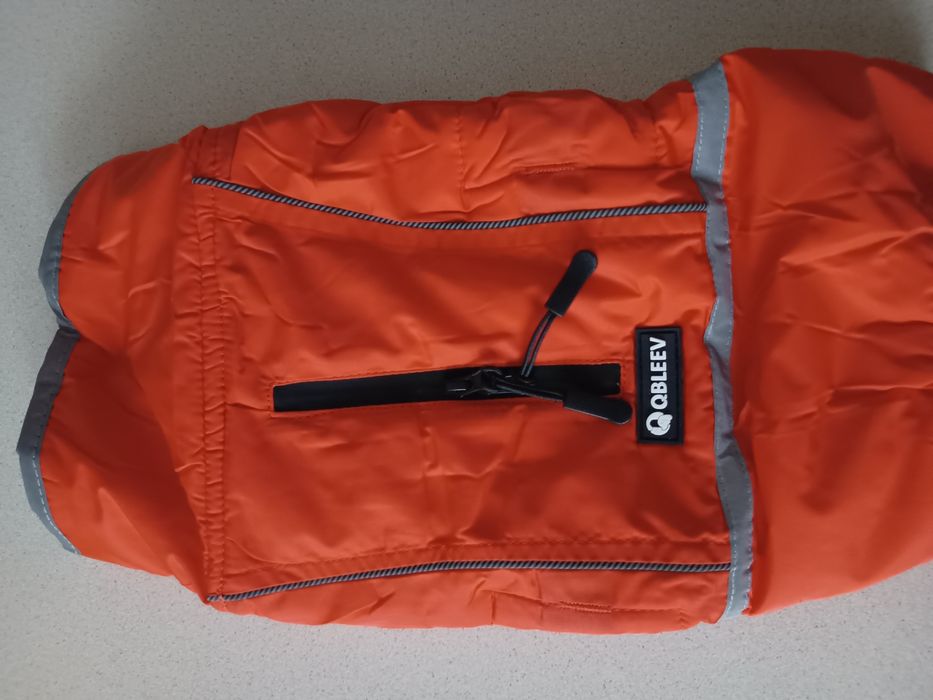 Kurtka dla psa z polarem, wodoodporna z odblaskami pomarańcz