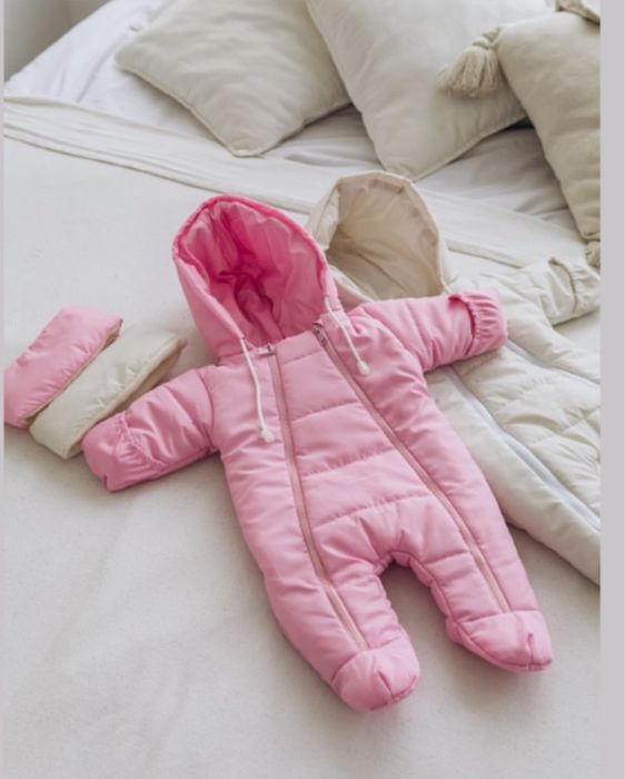 Зимовий рожевий комбінезон / комбінезон 74- 80 розмір