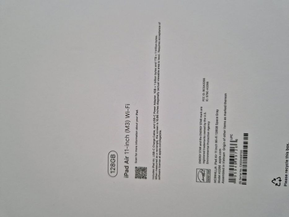 Apple Ipad Air M3 (2025) 128 GB Space Gray