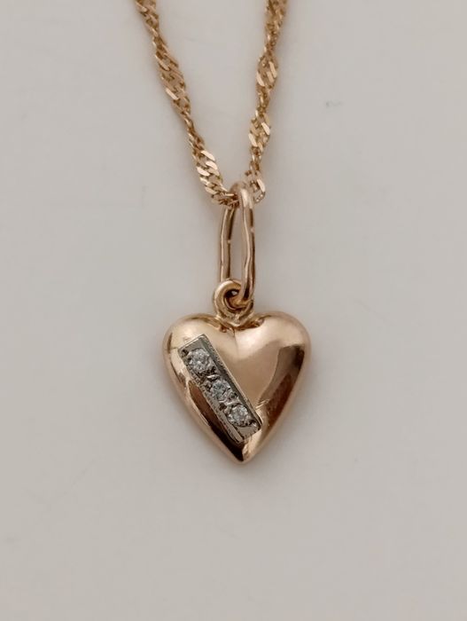 Золотая подвеска Сердце, 585 пробы.