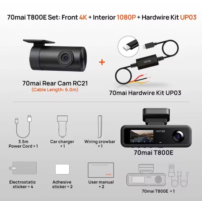 Автомобільний відеореєстратор Xiaomi 70mai Dash Cam 4K T800E
