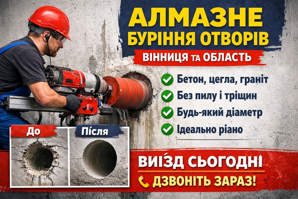 Алмазне буріння отворів Вінниця та вся Україна. ФОП