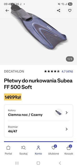 Płetwy do nurkowania subea 46/47