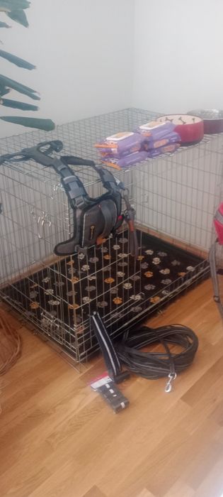 Kratka dla psa ,szelki , obroża nie używana z odblaskiem .