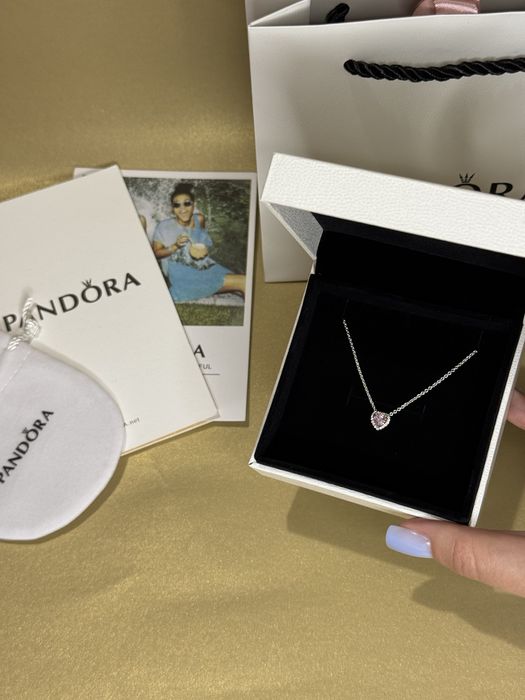 Намисто "Рожеве серце" підвіска пандора, намисто Pandora,кулон пандора